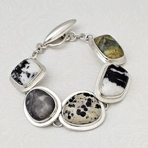 Silpada Sterling Silver Natural Stone Heavy Link Toggle Bracelet JB617/B0617